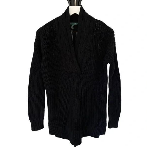 Pull Ralph Lauren Blanc Et Noir Taille PXS (Petites) - Occasion Très Bon état - Style Sweater Casual